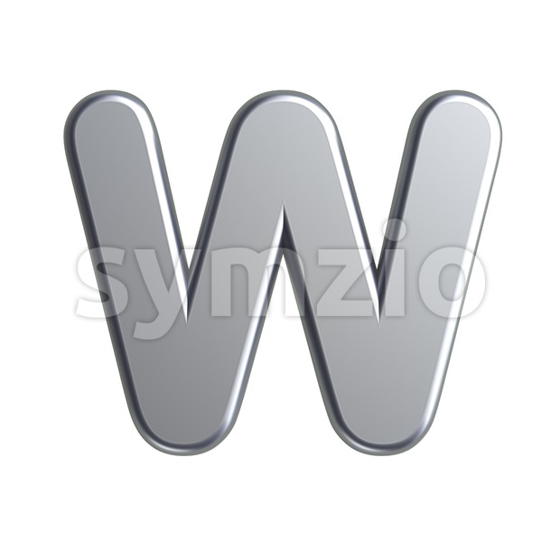 aluminum font W - Capital 3d letter Stock Photo