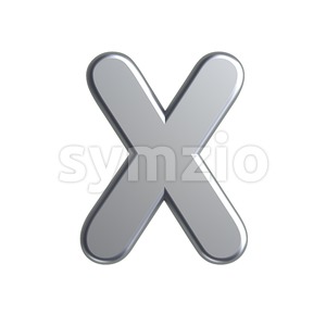 3d Upper-case character X covered in aluminium texture Stock Photo