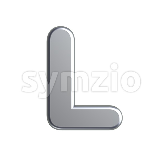 aluminium 3d font L - Capital 3d character Stock Photo