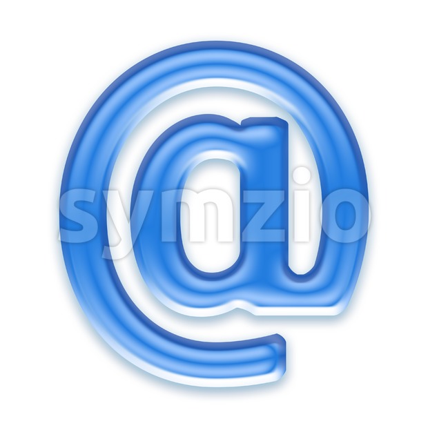 blue jelly at-sign - 3d arobase symbol Stock Photo