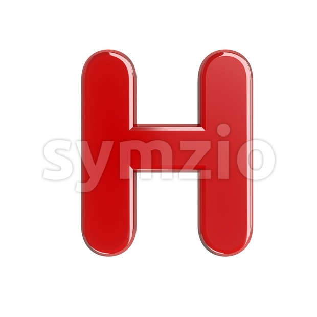 red 3d letter H - Upper-case 3d character Stock Photo
