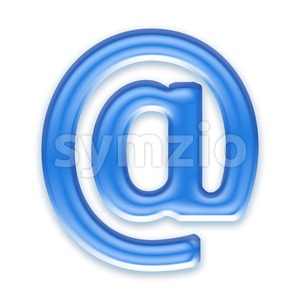 blue jelly at-sign - 3d arobase symbol Stock Photo