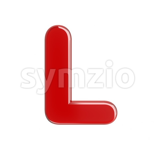 glossy red 3d font L - Capital 3d character Stock Photo