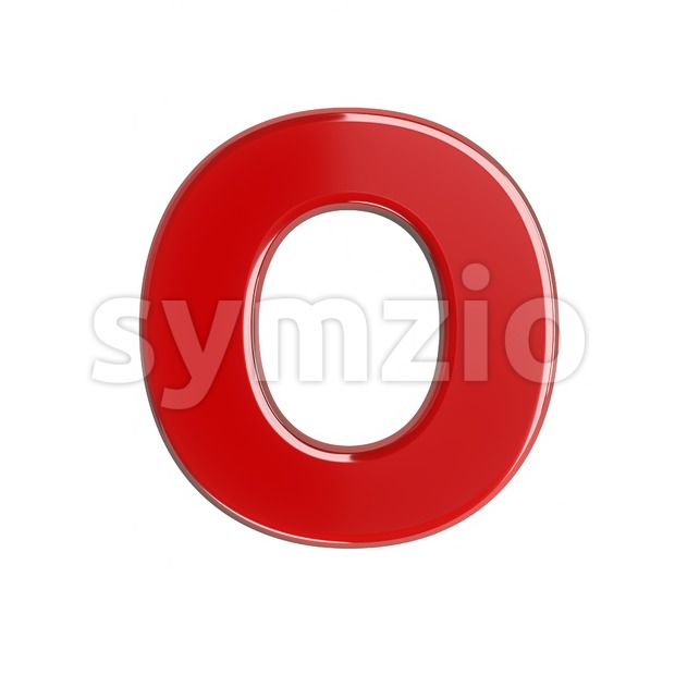 3d Upper-case letter O covered in red texture