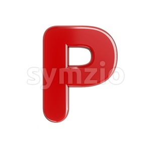 Upper-case glossy red character P - Capital 3d font Stock Photo