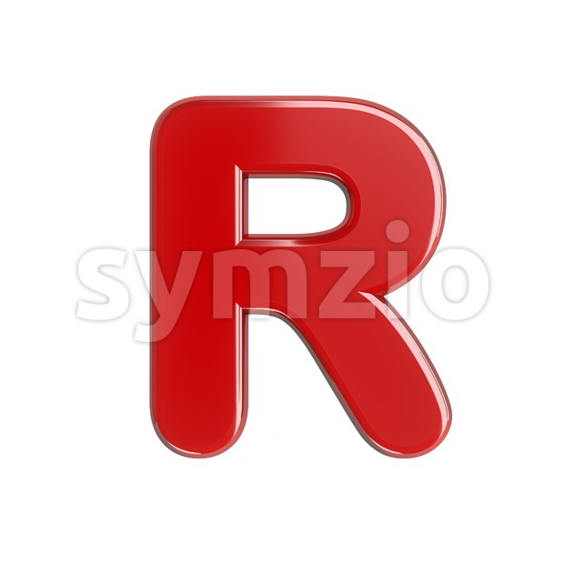 glossy red letter R - Uppercase 3d font Stock Photo