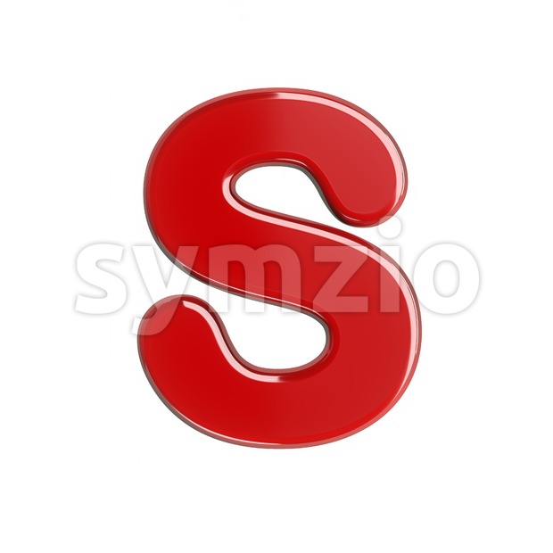 3d Uppercase font S covered in red texture