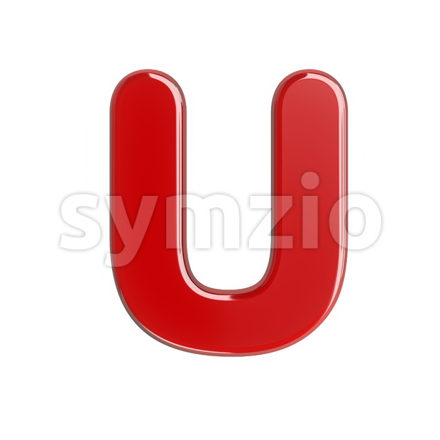 red 3d letter U - Capital 3d font Stock Photo