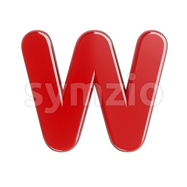 glossy font W - Capital 3d letter Stock Photo