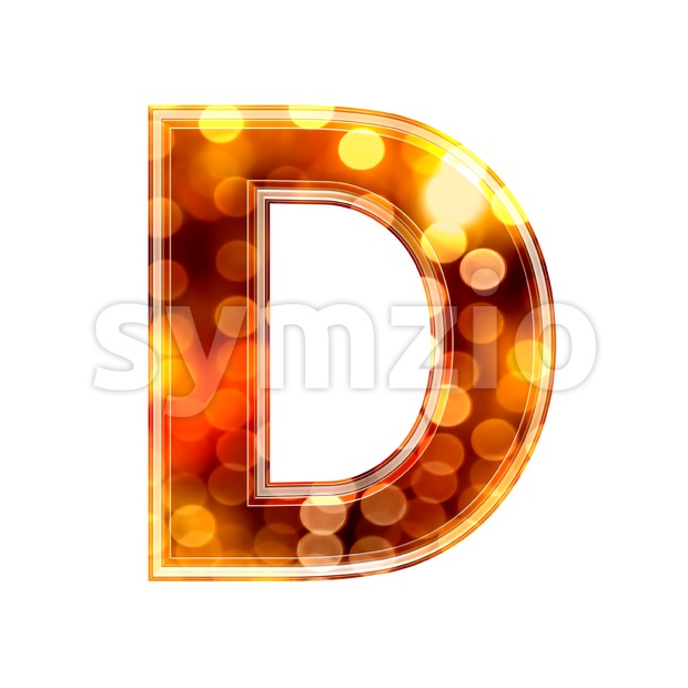glowing lights font D - Capital 3d character Stock Photo