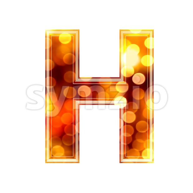 defocus lights 3d letter H - Upper-case 3d character Stock Photo