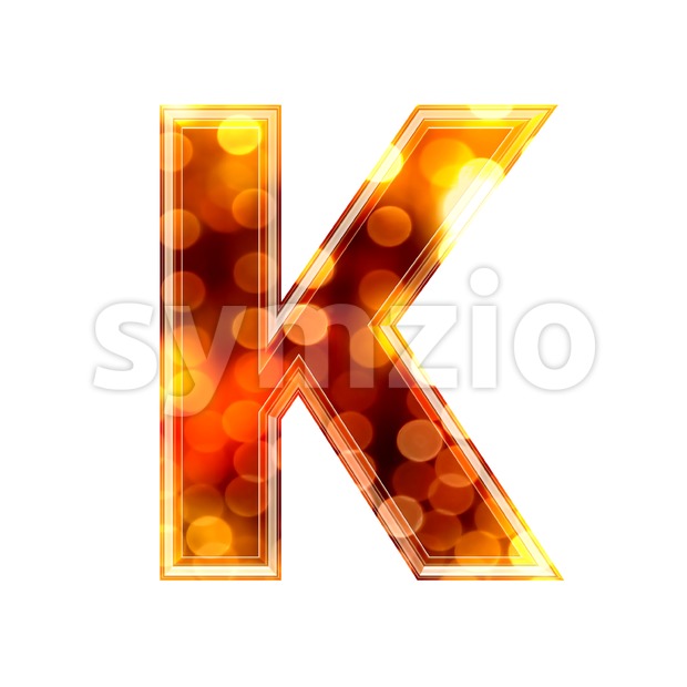 Uppercase defocus lights letter K - Capital 3d font Stock Photo