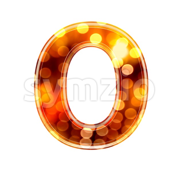 3d Upper-case letter O covered in defocus lights texture Stock Photo