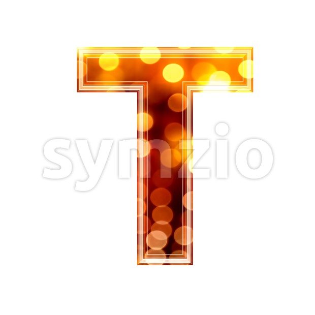 orange lights character T - Uppercase 3d letter Stock Photo