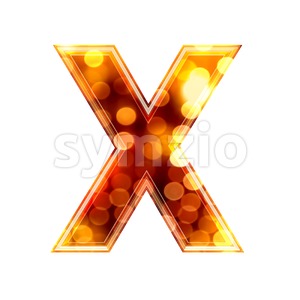3d Upper-case character X covered in glowing lights texture Stock Photo