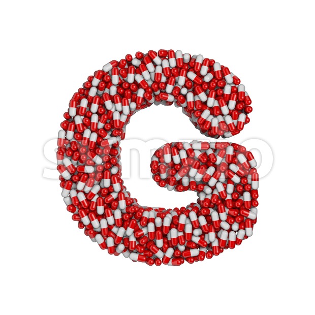 Upper-case pills character G - Capital 3d font Stock Photo