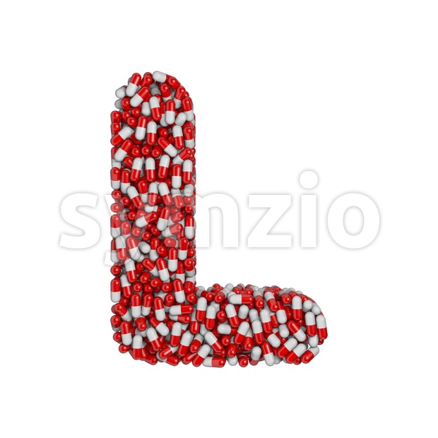 pharmaceutical 3d font L - Capital 3d character Stock Photo