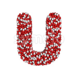 pills 3d letter U - Capital 3d font Stock Photo