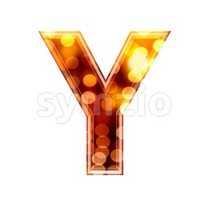 Upper-case defocus lights font Y - Capital 3d character Stock Photo