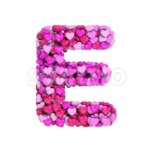 Heart style font E - Capital 3d character Stock Photo