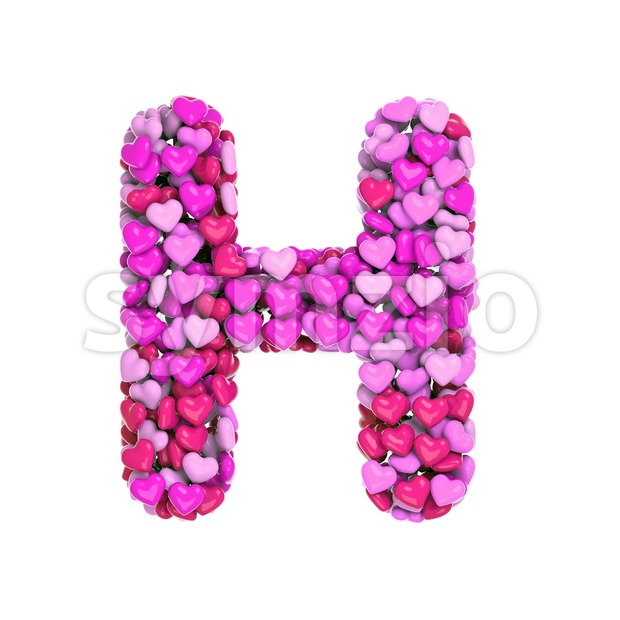 Valentine 3d letter H - Upper-case 3d character Stock Photo