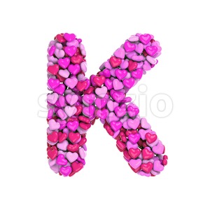 Valentines day font K - Uppercase 3d letter Stock Photo