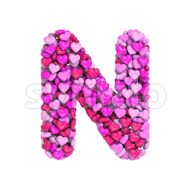 love font N - Capital 3d letter Stock Photo