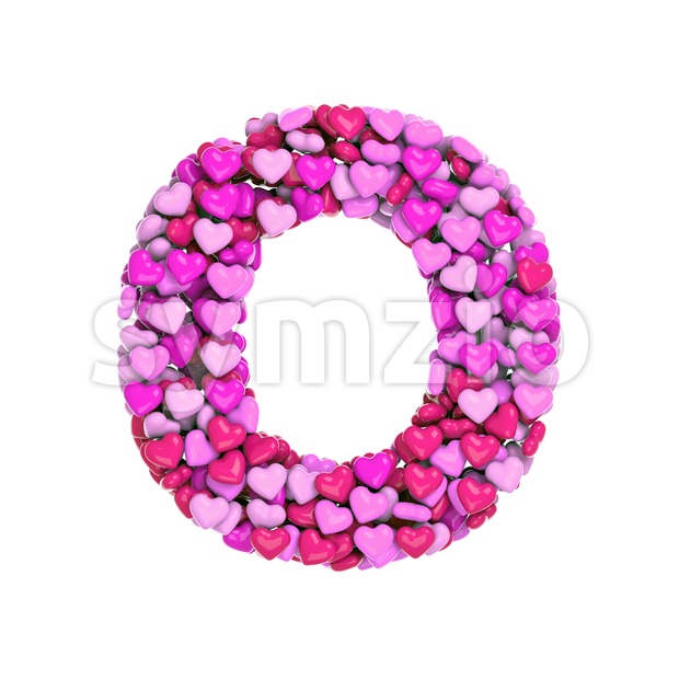 3d Upper-case letter O covered in Valentine texture Stock Photo