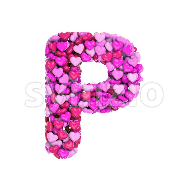 Upper-case love character P - Capital 3d font Stock Photo