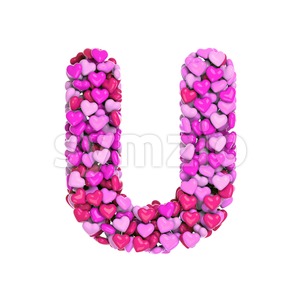 Valentines day font U - Capital 3d letter Stock Photo