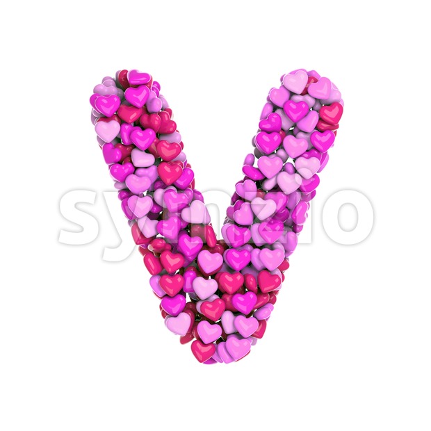 Capital Valentine letter V - Upper-case 3d character Stock Photo