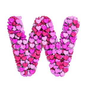 girly font W - Capital 3d letter Stock Photo