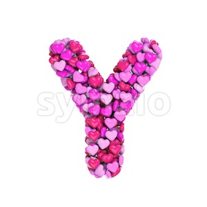 Upper-case Valentine font Y - Capital 3d character Stock Photo