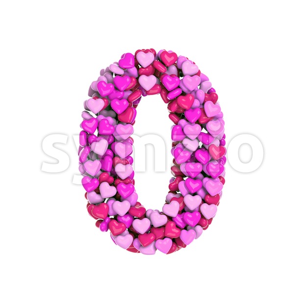 Valentine number 0 - 3d digit Stock Photo