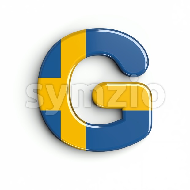 Upper-case sweden character G - Capital 3d font Stock Photo