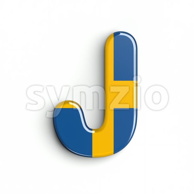 sweden national flag font J - Uppercase 3d character Stock Photo