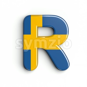 swedish flag letter R - Uppercase 3d font Stock Photo