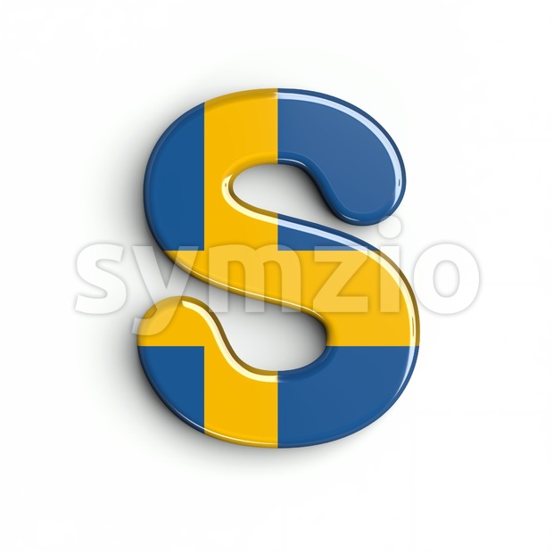 sweden font S - Uppercase 3d letter Stock Photo