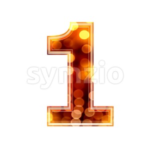 glowing lights number 1 - 3d digit Stock Photo