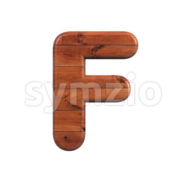 wooden letter F - Upper-case 3d font Stock Photo