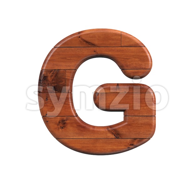 Upper-case wooden character G - Capital 3d font Stock Photo