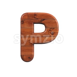 Upper-case wood character P - Capital 3d font Stock Photo