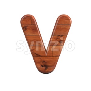 Capital wooden letter V - Upper-case 3d character Stock Photo