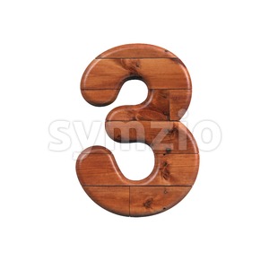 wooden number 3 - 3d digit Stock Photo