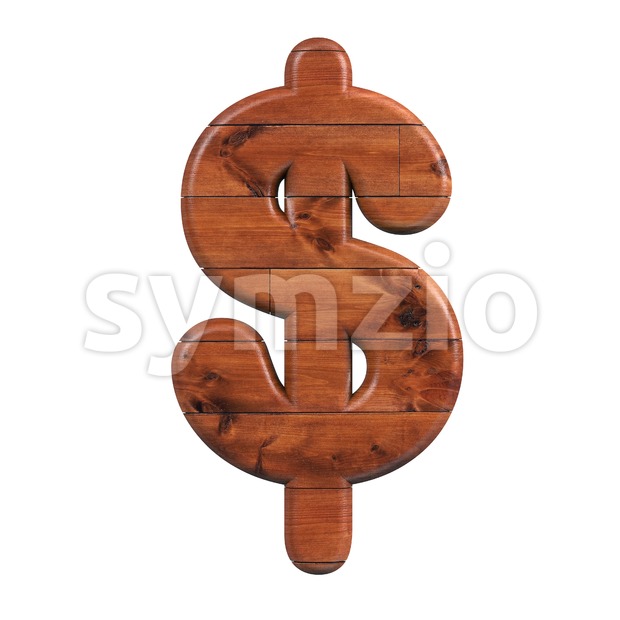 wooden dollar currency sign - 3d money symbol Stock Photo