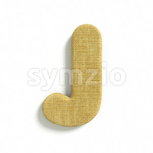 3d Uppercase font J covered in burlap texture Stock Photo