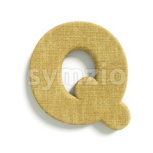 3d Upper-case font Q covered in Hessian texture Stock Photo