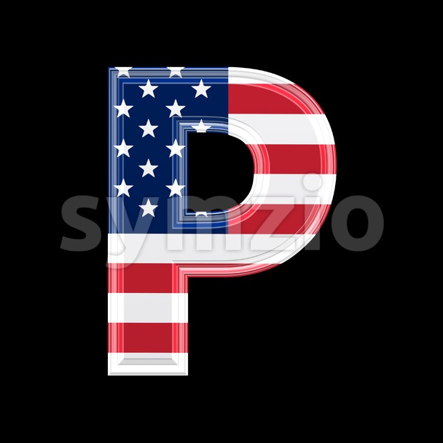 Upper-case American character P - Capital 3d font Stock Photo