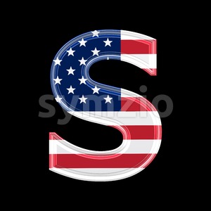3d Uppercase font S covered in American texture Stock Photo