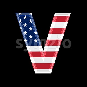 Capital American flag letter V - Upper-case 3d character Stock Photo